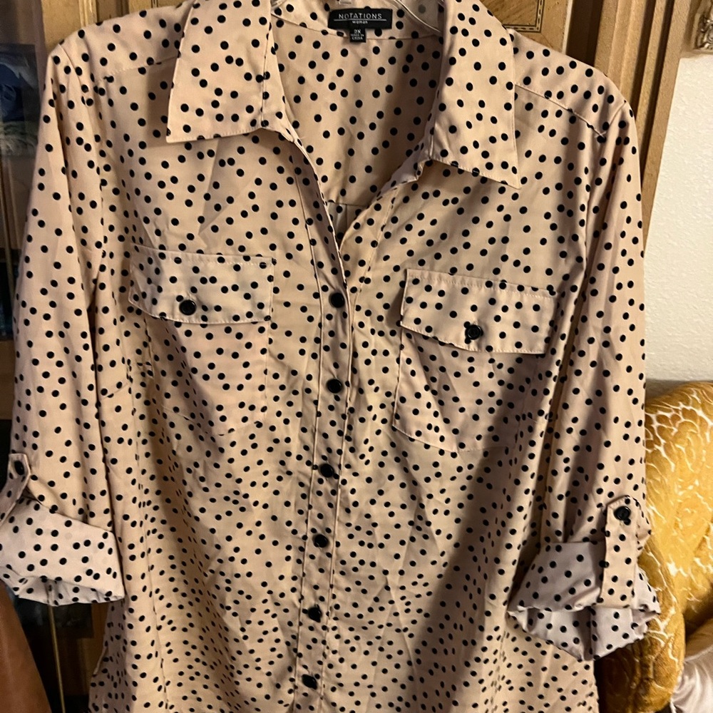 Notions polka dot shirt blouse 2x
